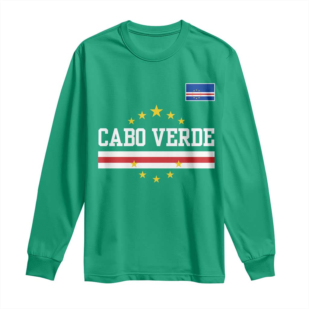 Cabo Verde Athletic Varsity Style Long Sleeve Shirt Cape Verde Flag Stars National Pride