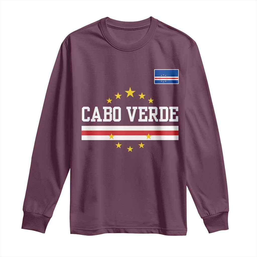 Cabo Verde Athletic Varsity Style Long Sleeve Shirt Cape Verde Flag Stars National Pride
