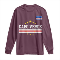 Cabo Verde Athletic Varsity Style Long Sleeve Shirt Cape Verde Flag Stars National Pride