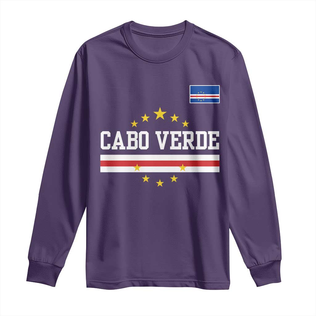 Cabo Verde Athletic Varsity Style Long Sleeve Shirt Cape Verde Flag Stars National Pride