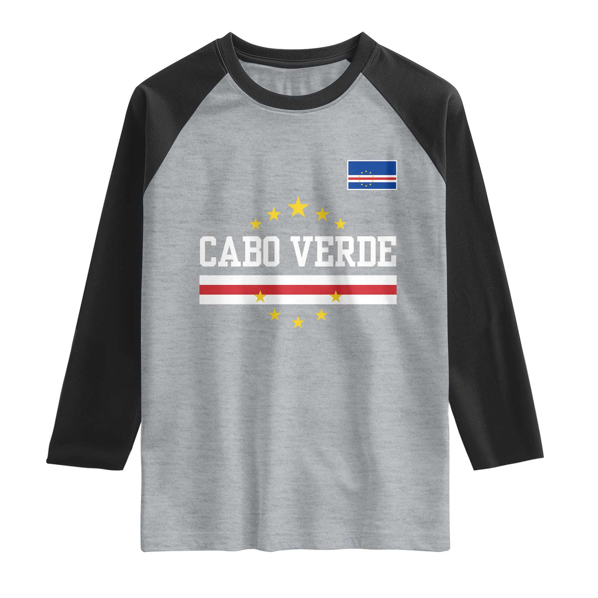 Cabo Verde Athletic Varsity Style Raglan Shirt Cape Verde Flag Stars National Pride