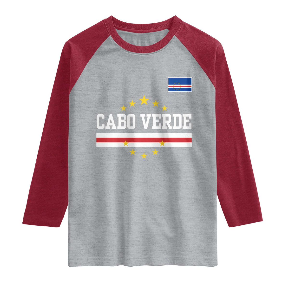 Cabo Verde Athletic Varsity Style Raglan Shirt Cape Verde Flag Stars National Pride