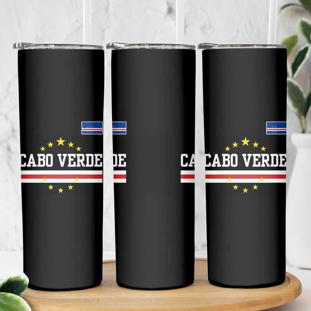 Cabo Verde Athletic Varsity Style Skinny Tumbler Cape Verde Flag Stars National Pride