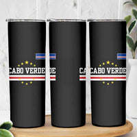 Cabo Verde Athletic Varsity Style Skinny Tumbler Cape Verde Flag Stars National Pride