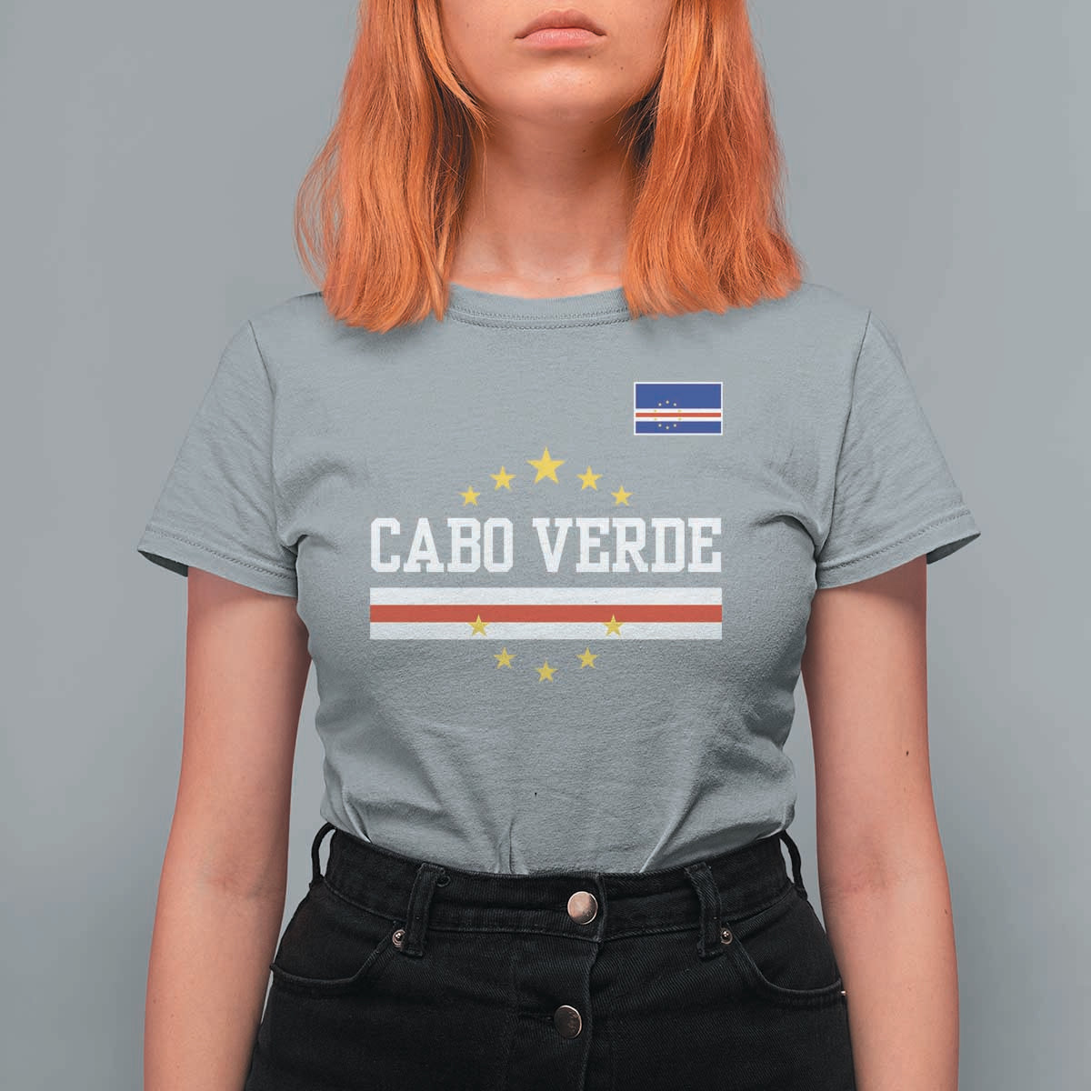 Cabo Verde Athletic Varsity Style T Shirt For Women Cape Verde Flag Stars National Pride