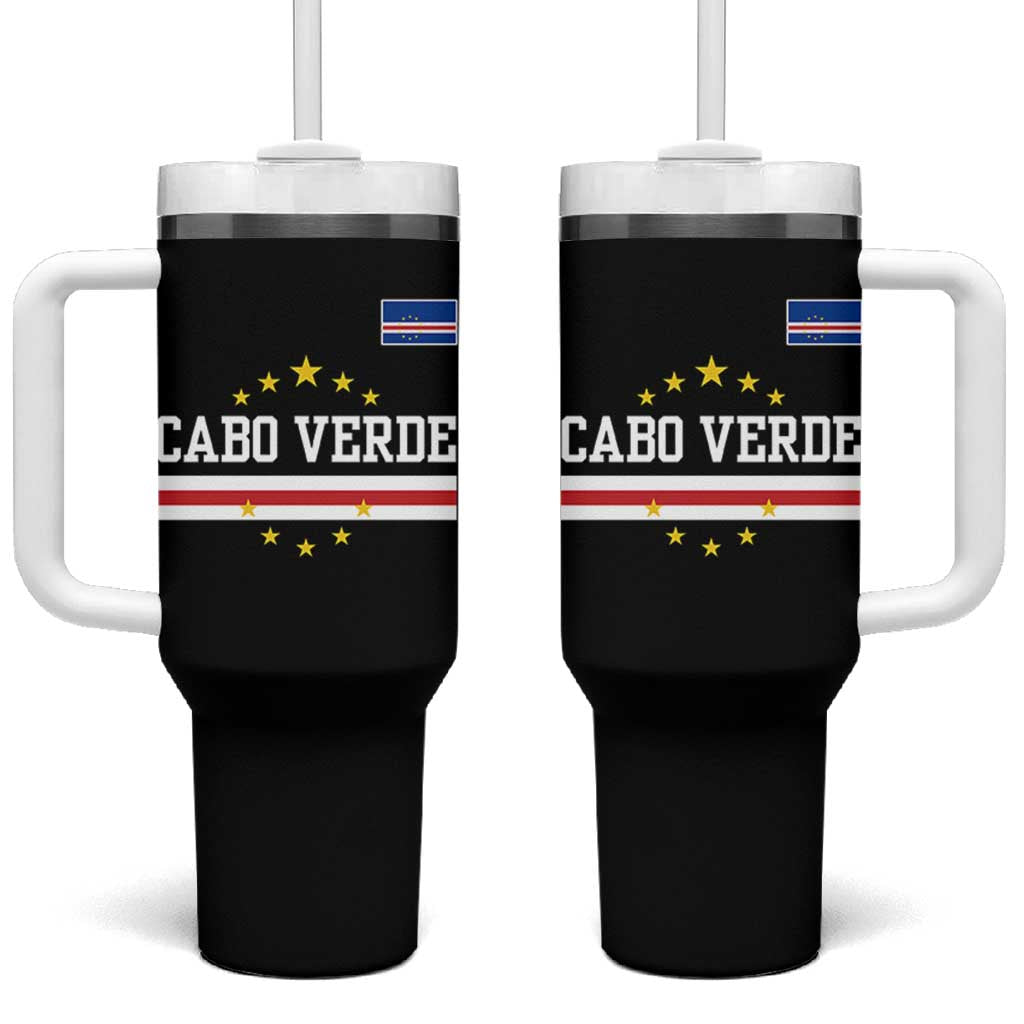 Cabo Verde Athletic Varsity Style Tumbler With Handle Cape Verde Flag Stars National Pride