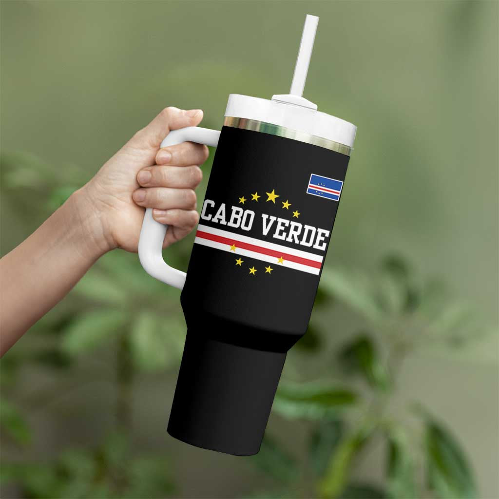Cabo Verde Athletic Varsity Style Tumbler With Handle Cape Verde Flag Stars National Pride