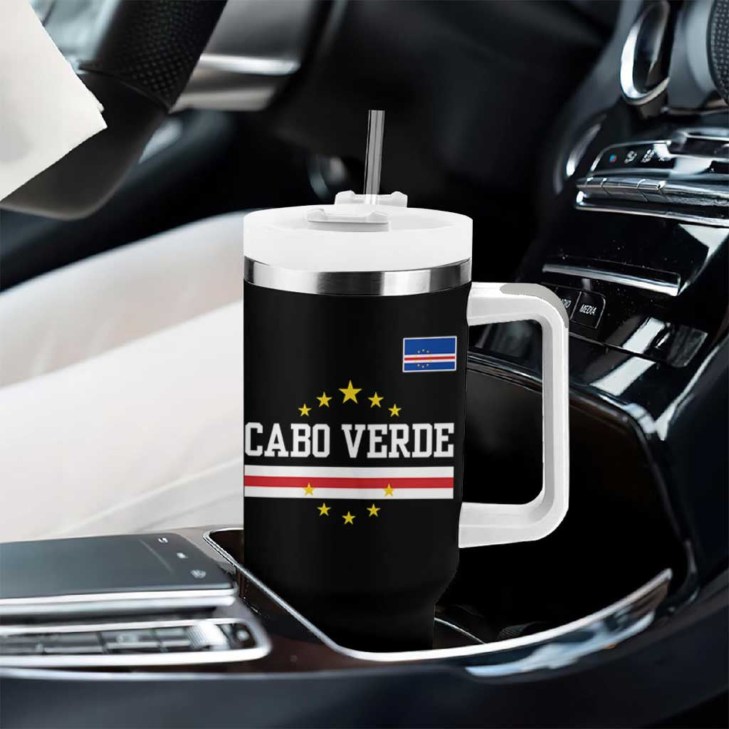 Cabo Verde Athletic Varsity Style Tumbler With Handle Cape Verde Flag Stars National Pride