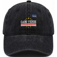 Cabo Verde Athletic Varsity Style Washed Cotton Baseball Cap Cape Verde Flag Stars National Pride