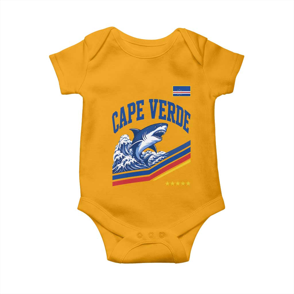 Cape Verde Blue Sharks Ocean Wave Graphic Baby Onesie Cabo Verde Pride Sports Fans