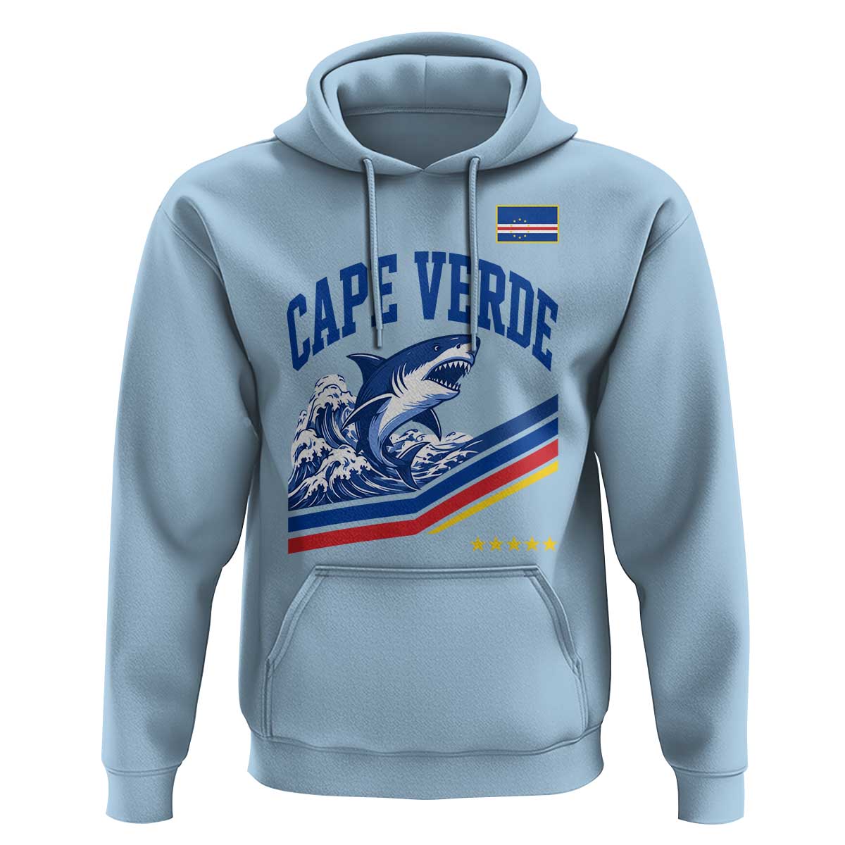 Cape Verde Blue Sharks Ocean Wave Graphic Hoodie Cabo Verde Pride Sports Fans