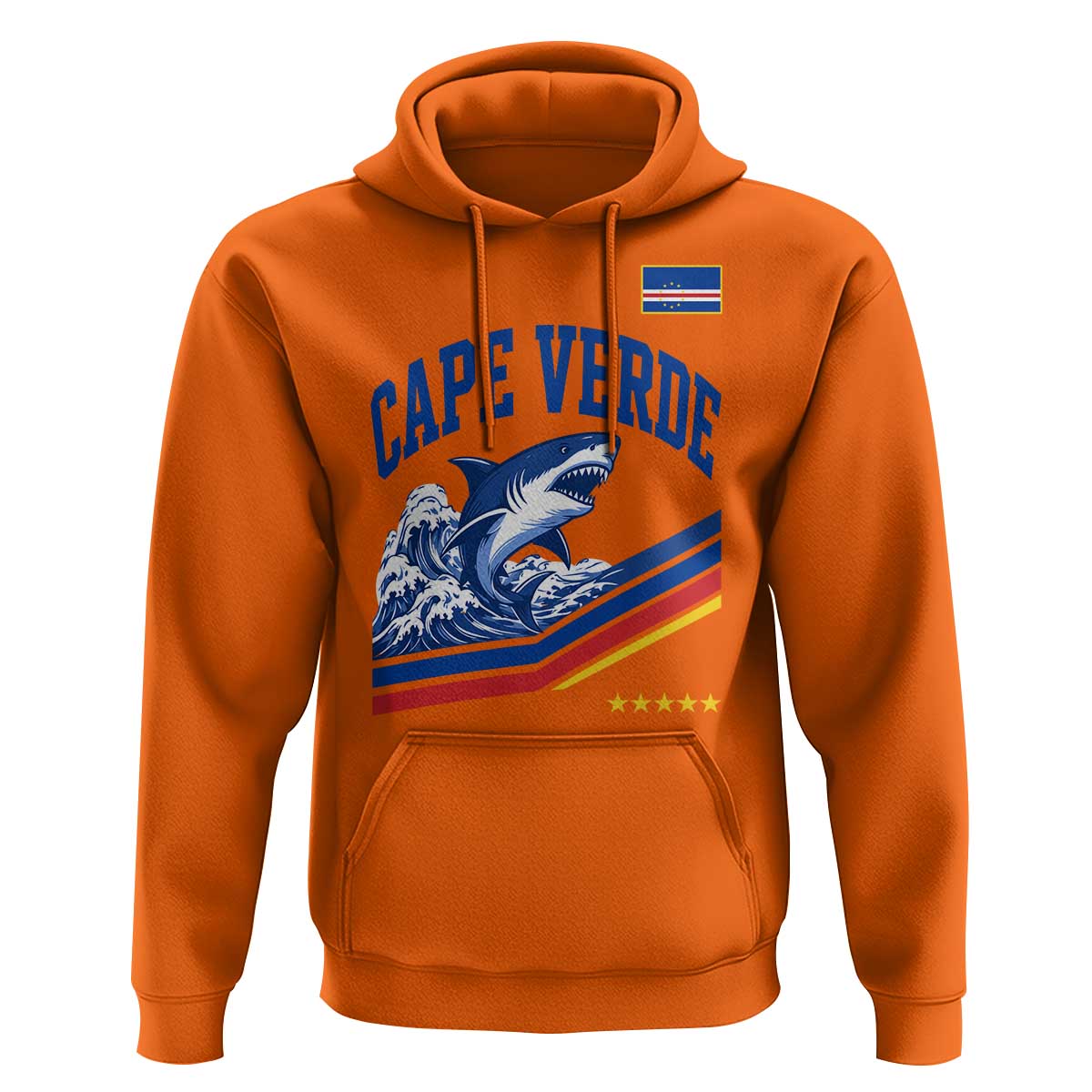 Cape Verde Blue Sharks Ocean Wave Graphic Hoodie Cabo Verde Pride Sports Fans
