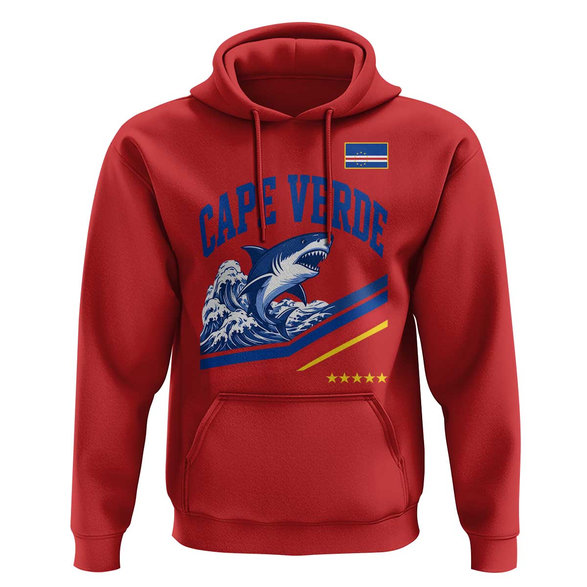 Cape Verde Blue Sharks Ocean Wave Graphic Hoodie Cabo Verde Pride Sports Fans