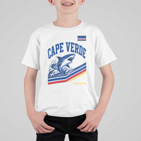 Cape Verde Blue Sharks Ocean Wave Graphic T Shirt For Kid Cabo Verde Pride Sports Fans
