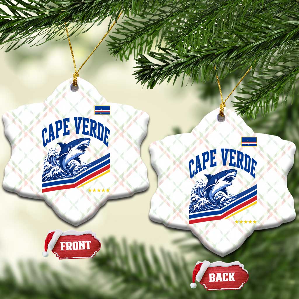 Cape Verde Blue Sharks Ocean Wave Graphic Ceramic Ornament Cabo Verde Pride Sports Fans