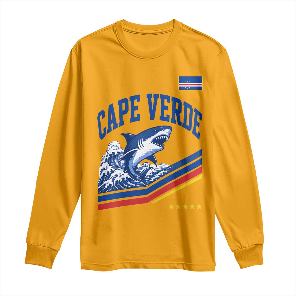Cape Verde Blue Sharks Ocean Wave Graphic Long Sleeve Shirt Cabo Verde Pride Sports Fans