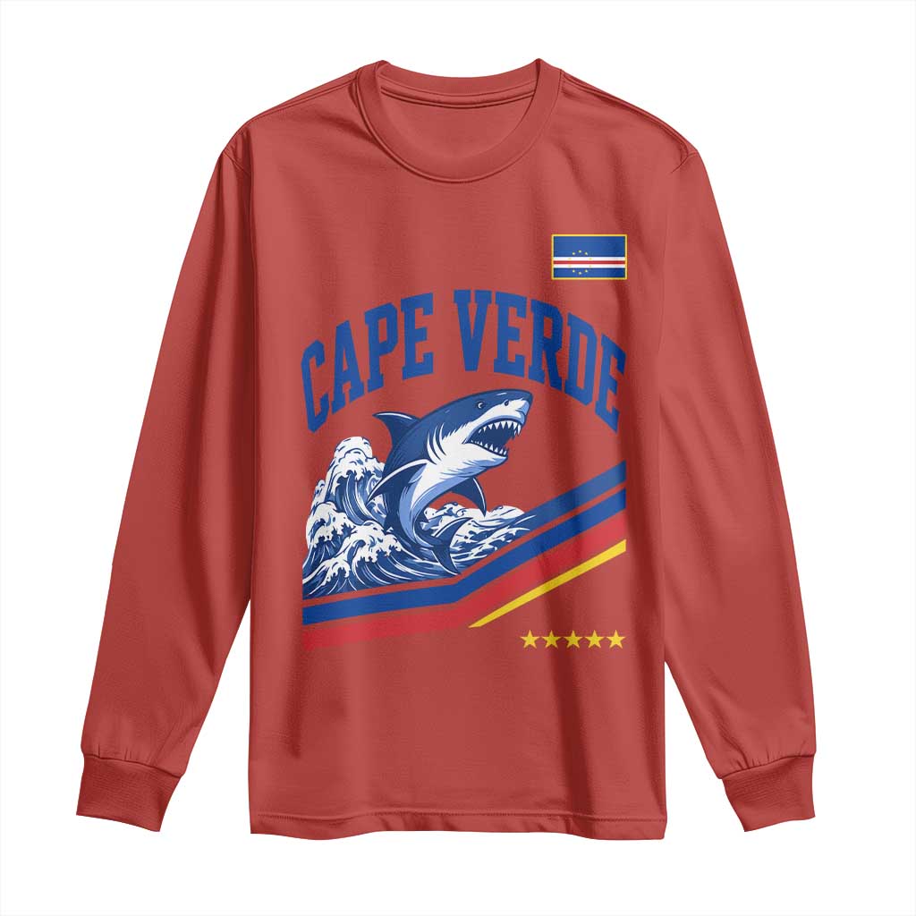 Cape Verde Blue Sharks Ocean Wave Graphic Long Sleeve Shirt Cabo Verde Pride Sports Fans