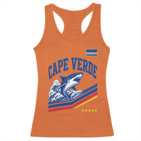 Cape Verde Blue Sharks Ocean Wave Graphic Racerback Tank Top Cabo Verde Pride Sports Fans