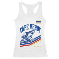 Cape Verde Blue Sharks Ocean Wave Graphic Racerback Tank Top Cabo Verde Pride Sports Fans