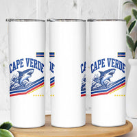 Cape Verde Blue Sharks Ocean Wave Graphic Skinny Tumbler Cabo Verde Pride Sports Fans