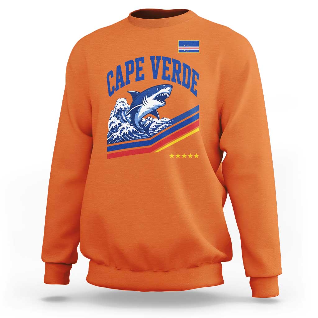 Cape Verde Blue Sharks Ocean Wave Graphic Sweatshirt Cabo Verde Pride Sports Fans