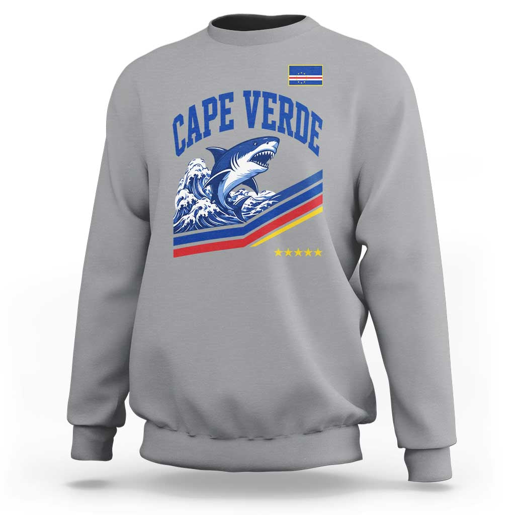 Cape Verde Blue Sharks Ocean Wave Graphic Sweatshirt Cabo Verde Pride Sports Fans