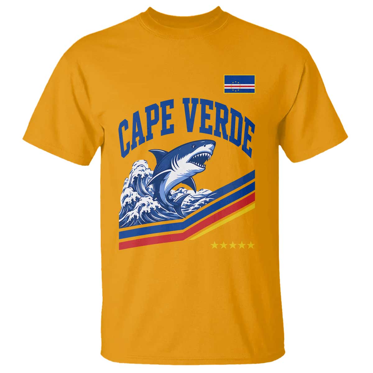 Cape Verde Blue Sharks Ocean Wave Graphic T Shirt Cabo Verde Pride Sports Fans