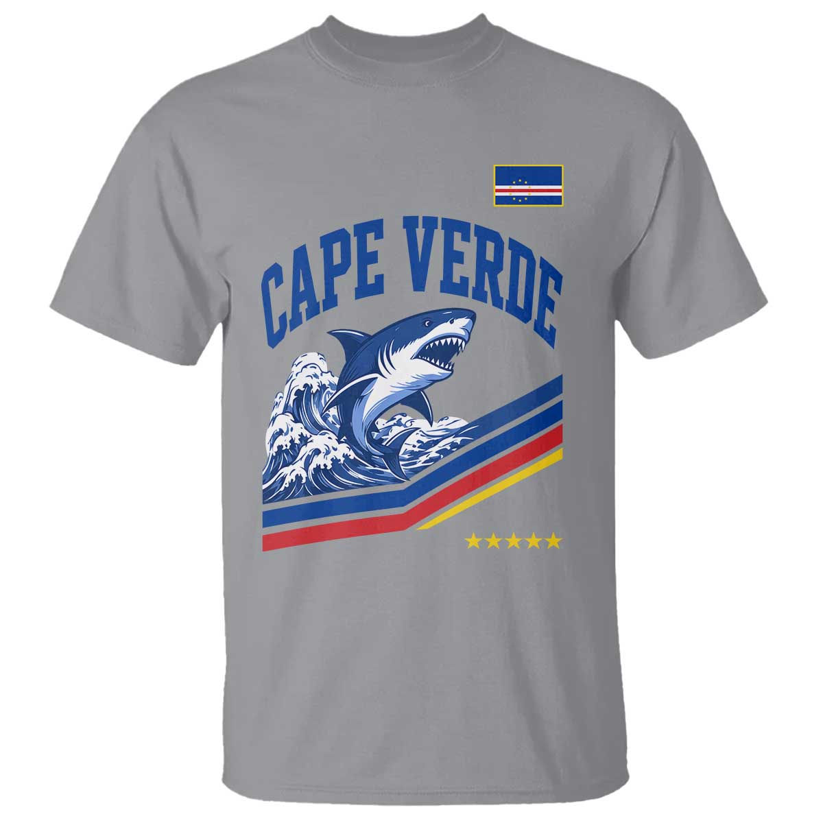 Cape Verde Blue Sharks Ocean Wave Graphic T Shirt Cabo Verde Pride Sports Fans