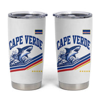 Cape Verde Blue Sharks Ocean Wave Graphic Tumbler Cup Cabo Verde Pride Sports Fans