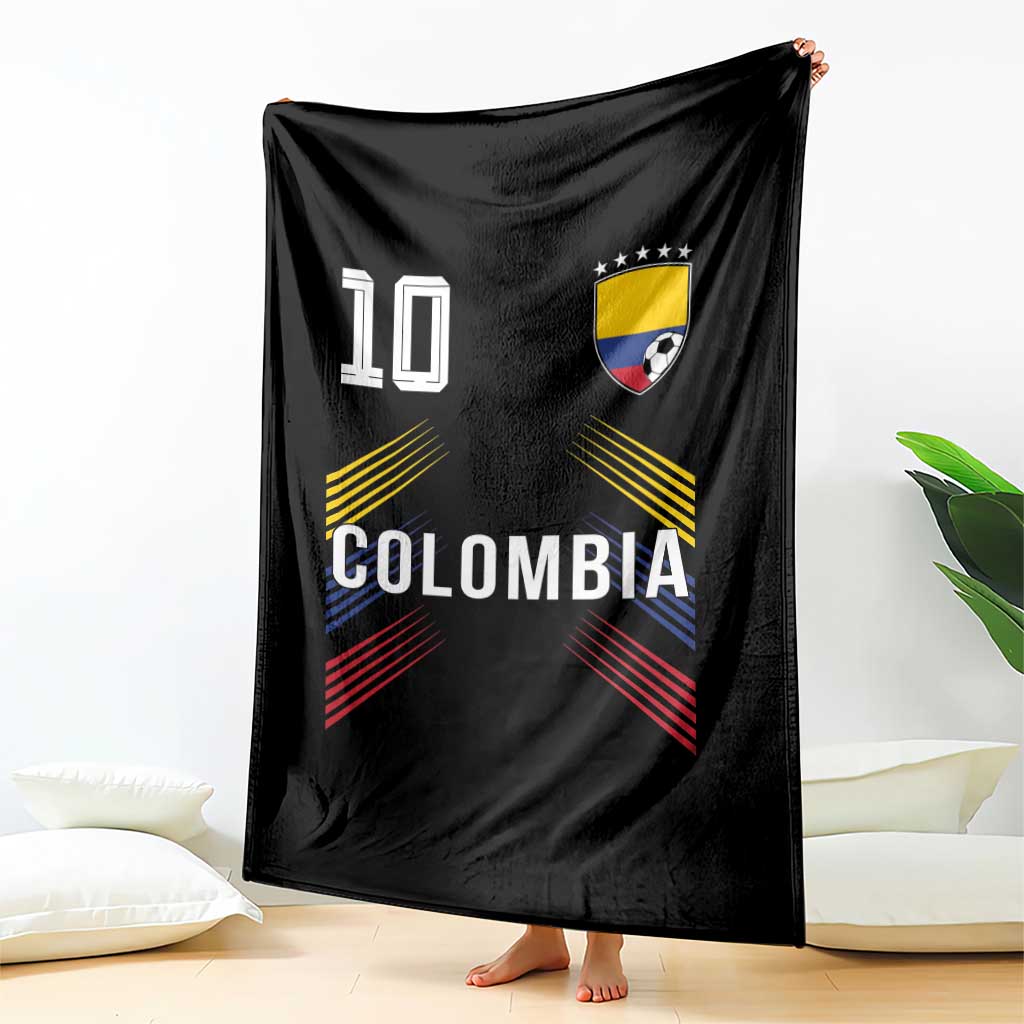 Colombia Soccer Sports Graphic Number 10 Jersey Style Throw Blanket Proud Colombian Football Fans Game Day Pride