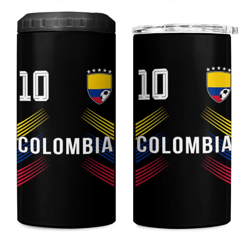 Colombia Soccer Sports Graphic Number 10 Jersey Style 4 in 1 Can Cooler Tumbler Proud Colombian Football Fans Game Day Pride