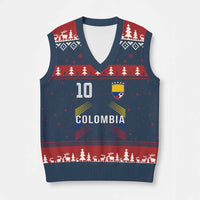 Colombia Soccer Sports Graphic Number 10 Jersey Style V-Neck Knit Sweater Vest Proud Colombian Football Fans Game Day Pride