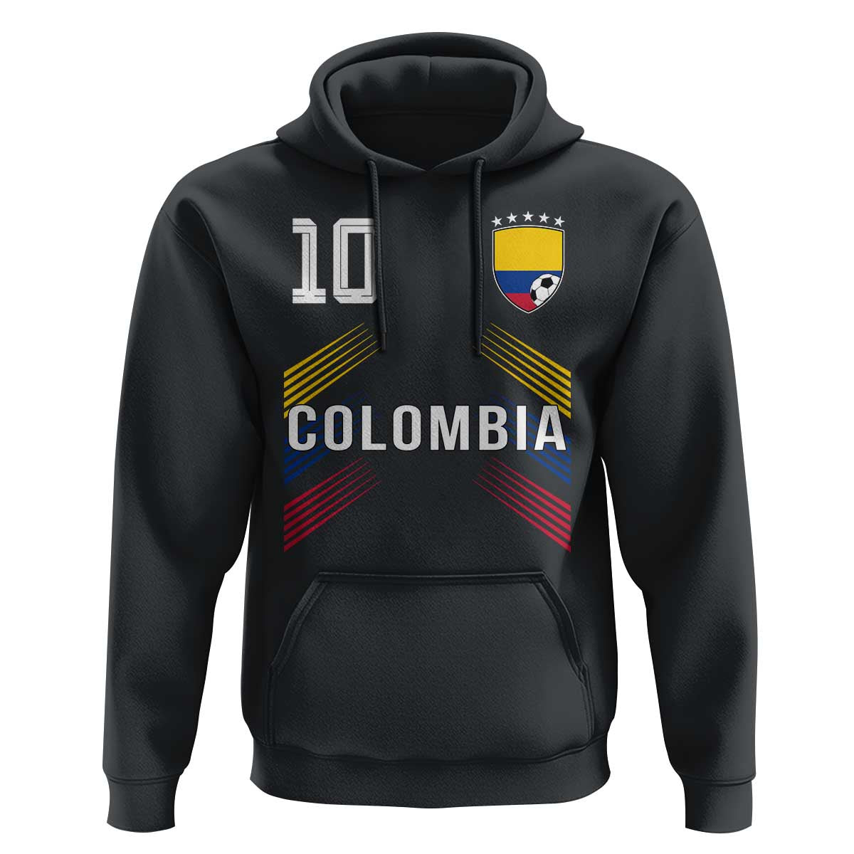 Colombia Soccer Sports Graphic Number 10 Jersey Style Hoodie Proud Colombian Football Fans Game Day Pride