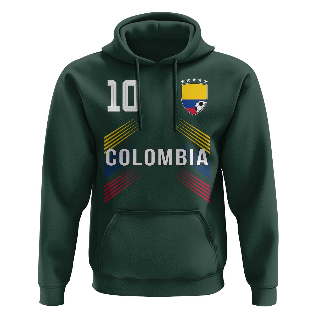 Colombia Soccer Sports Graphic Number 10 Jersey Style Hoodie Proud Colombian Football Fans Game Day Pride