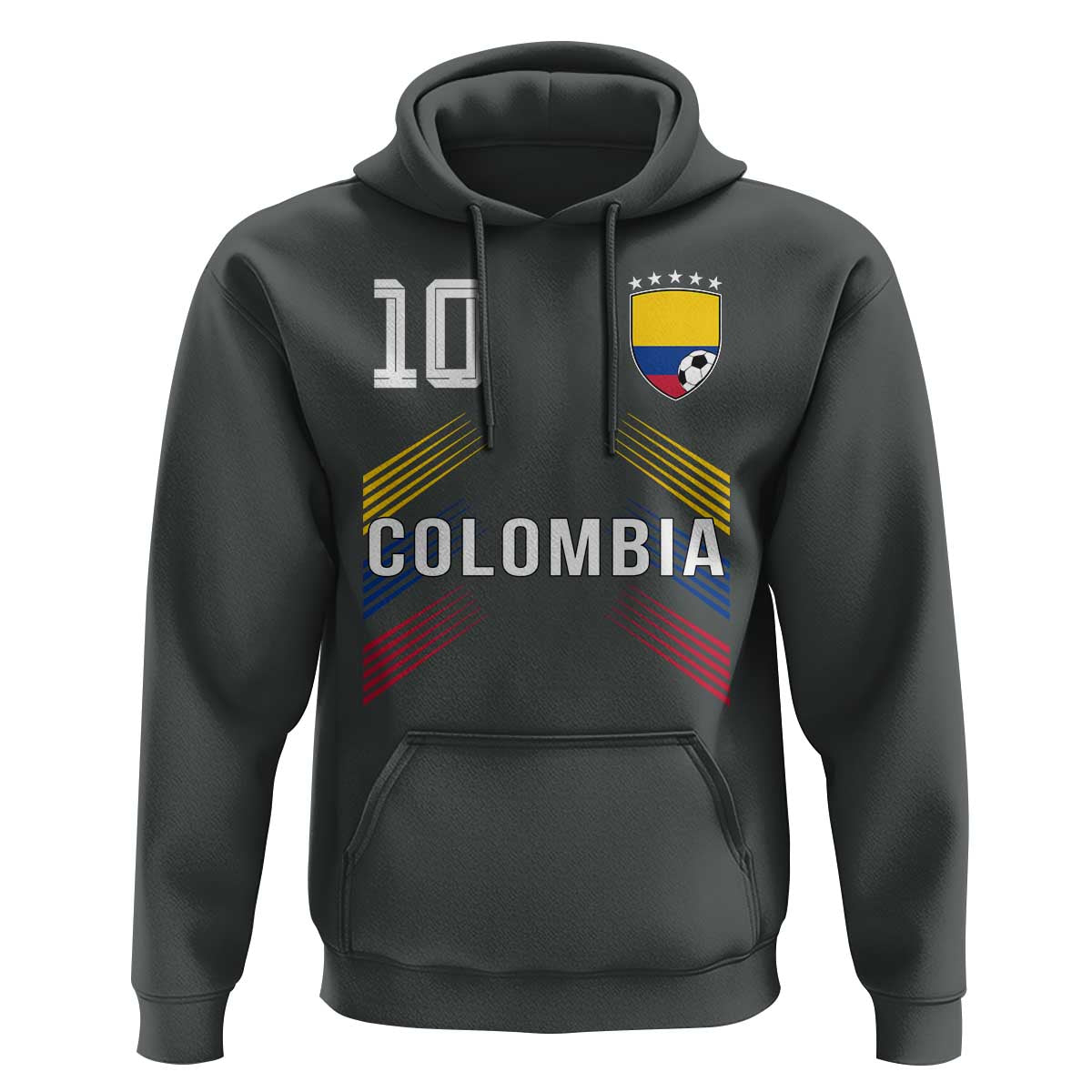 Colombia Soccer Sports Graphic Number 10 Jersey Style Hoodie Proud Colombian Football Fans Game Day Pride
