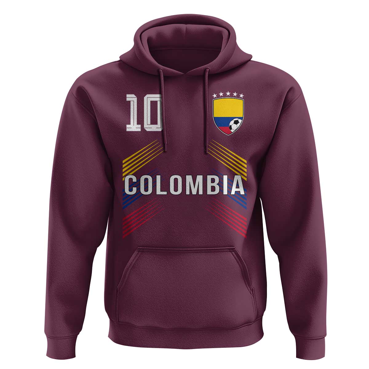 Colombia Soccer Sports Graphic Number 10 Jersey Style Hoodie Proud Colombian Football Fans Game Day Pride