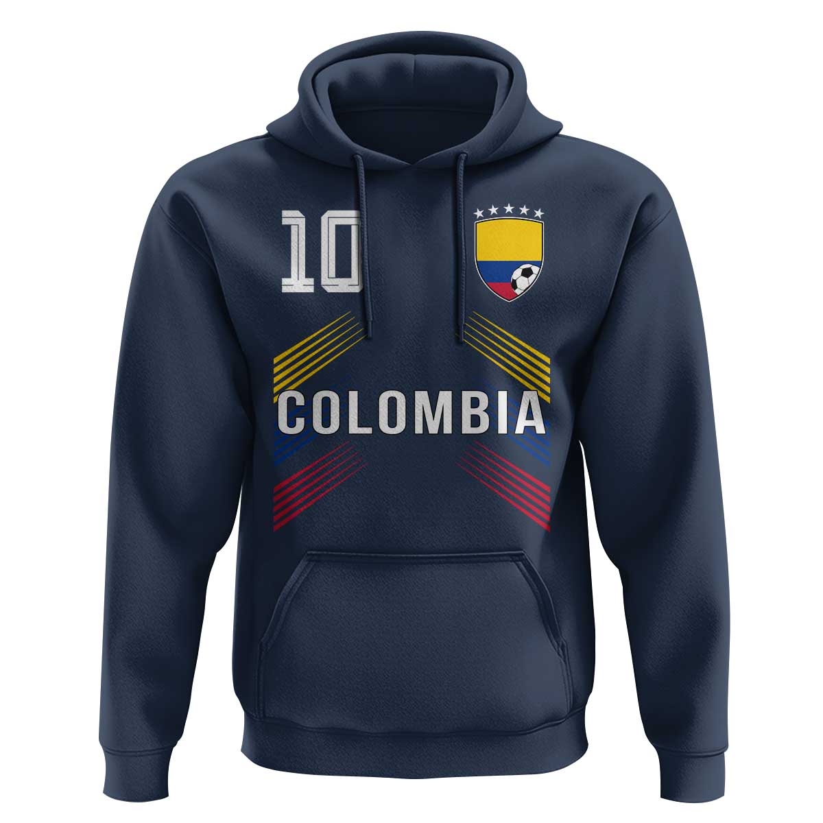 Colombia Soccer Sports Graphic Number 10 Jersey Style Hoodie Proud Colombian Football Fans Game Day Pride