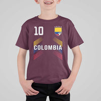 Colombia Soccer Sports Graphic Number 10 Jersey Style T Shirt For Kid Proud Colombian Football Fans Game Day Pride