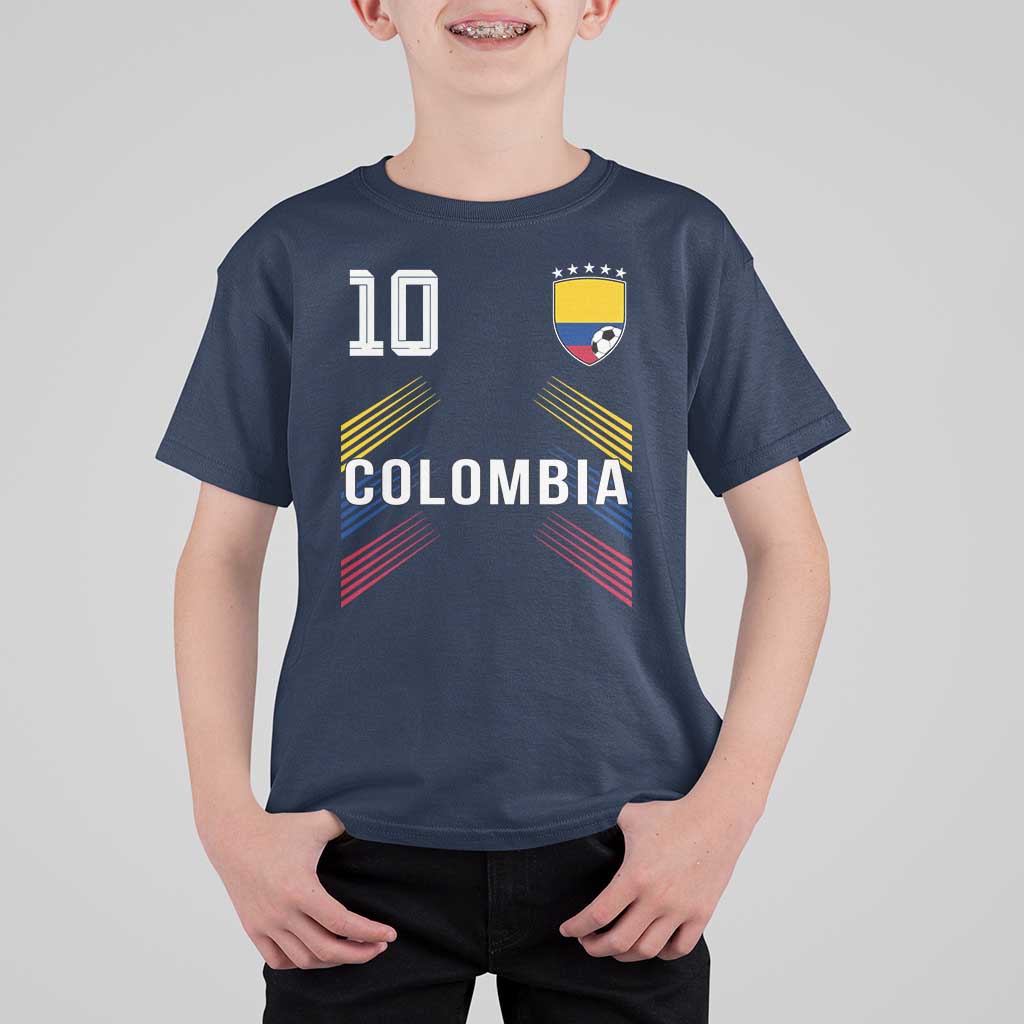 Colombia Soccer Sports Graphic Number 10 Jersey Style T Shirt For Kid Proud Colombian Football Fans Game Day Pride