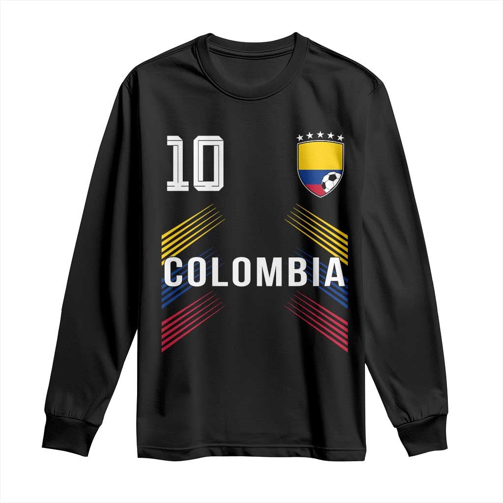Colombia Soccer Sports Graphic Number 10 Jersey Style Long Sleeve Shirt Proud Colombian Football Fans Game Day Pride