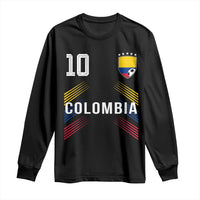 Colombia Soccer Sports Graphic Number 10 Jersey Style Long Sleeve Shirt Proud Colombian Football Fans Game Day Pride