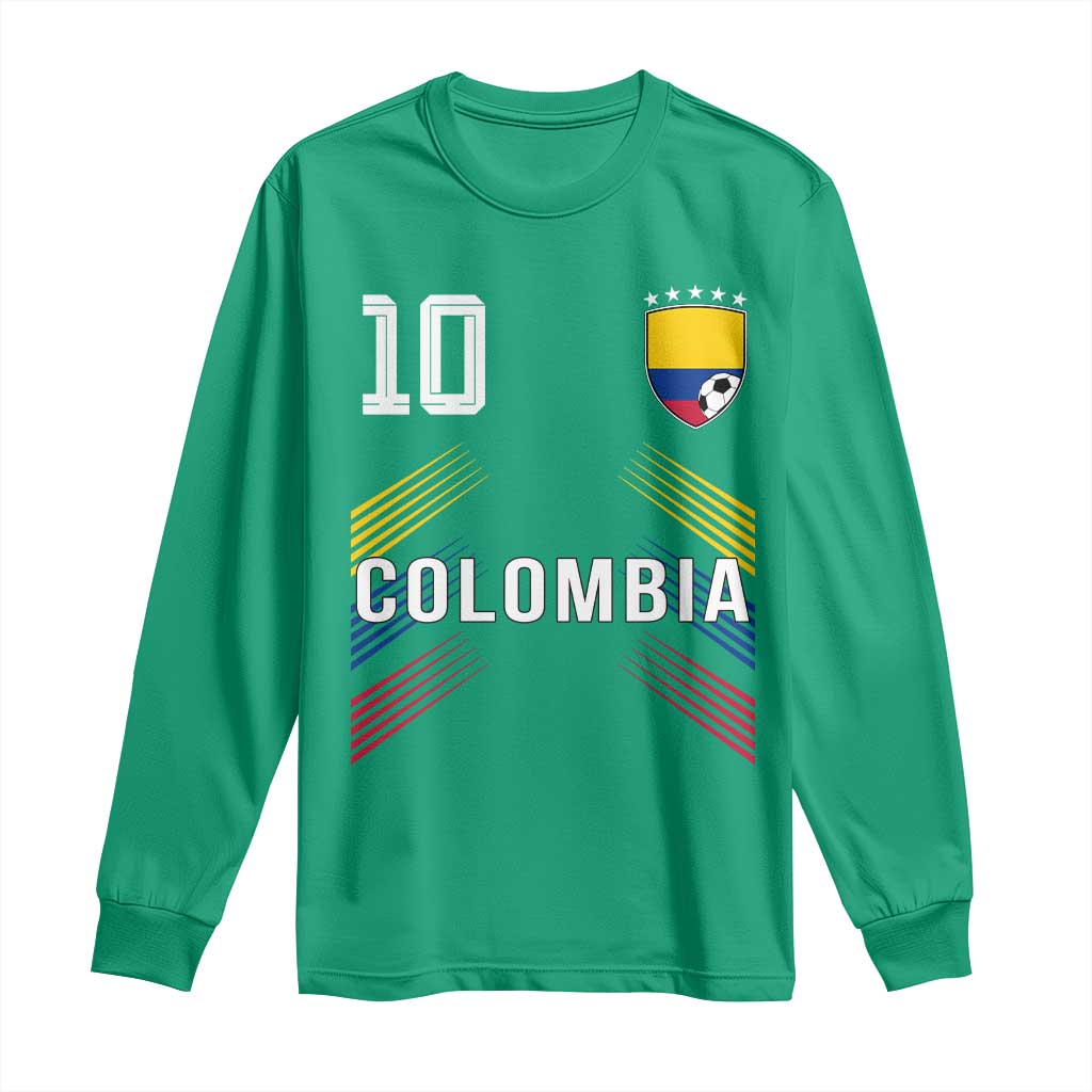 Colombia Soccer Sports Graphic Number 10 Jersey Style Long Sleeve Shirt Proud Colombian Football Fans Game Day Pride