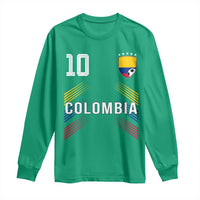 Colombia Soccer Sports Graphic Number 10 Jersey Style Long Sleeve Shirt Proud Colombian Football Fans Game Day Pride