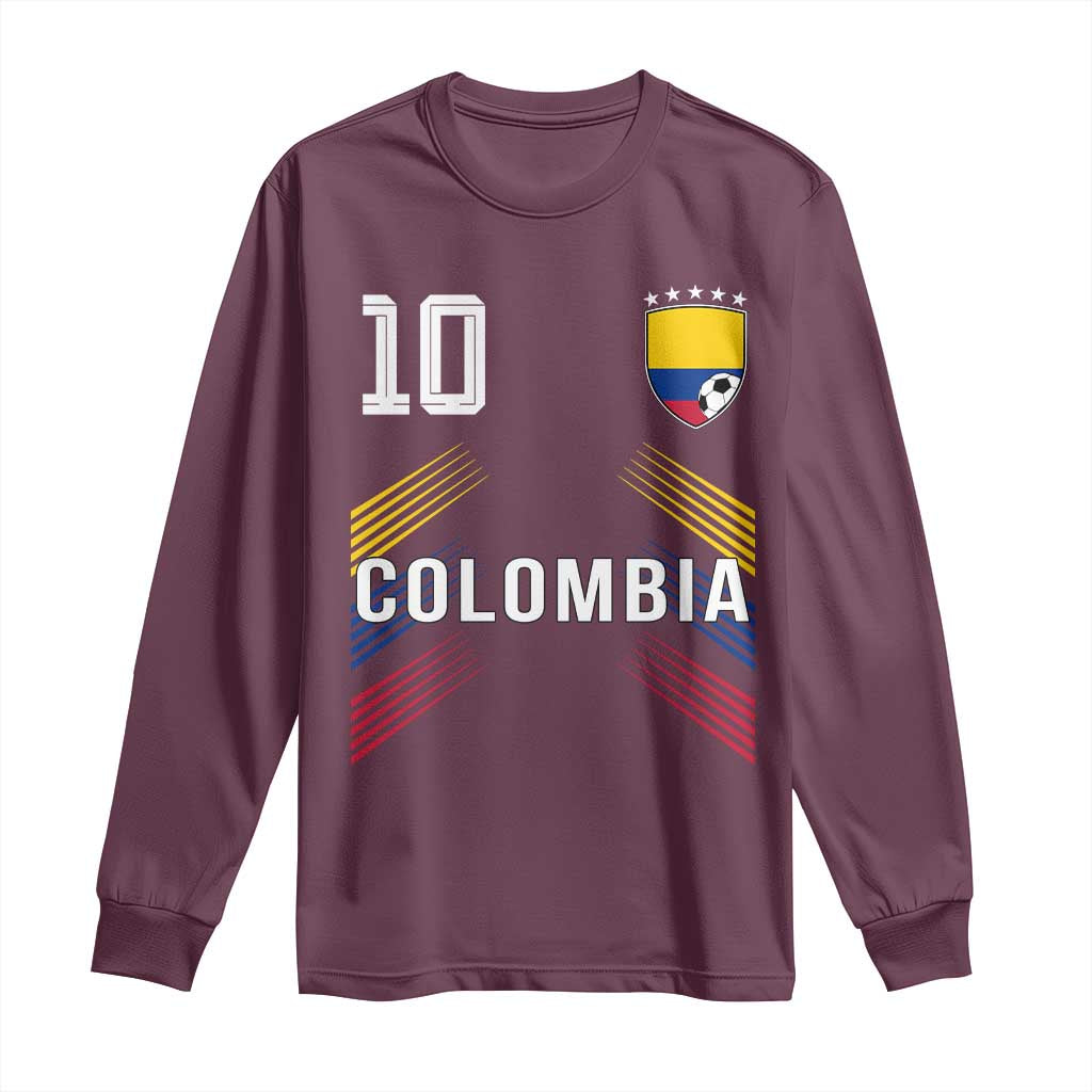 Colombia Soccer Sports Graphic Number 10 Jersey Style Long Sleeve Shirt Proud Colombian Football Fans Game Day Pride