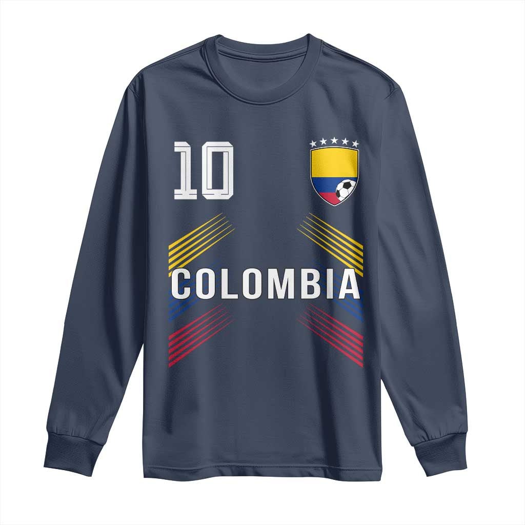 Colombia Soccer Sports Graphic Number 10 Jersey Style Long Sleeve Shirt Proud Colombian Football Fans Game Day Pride