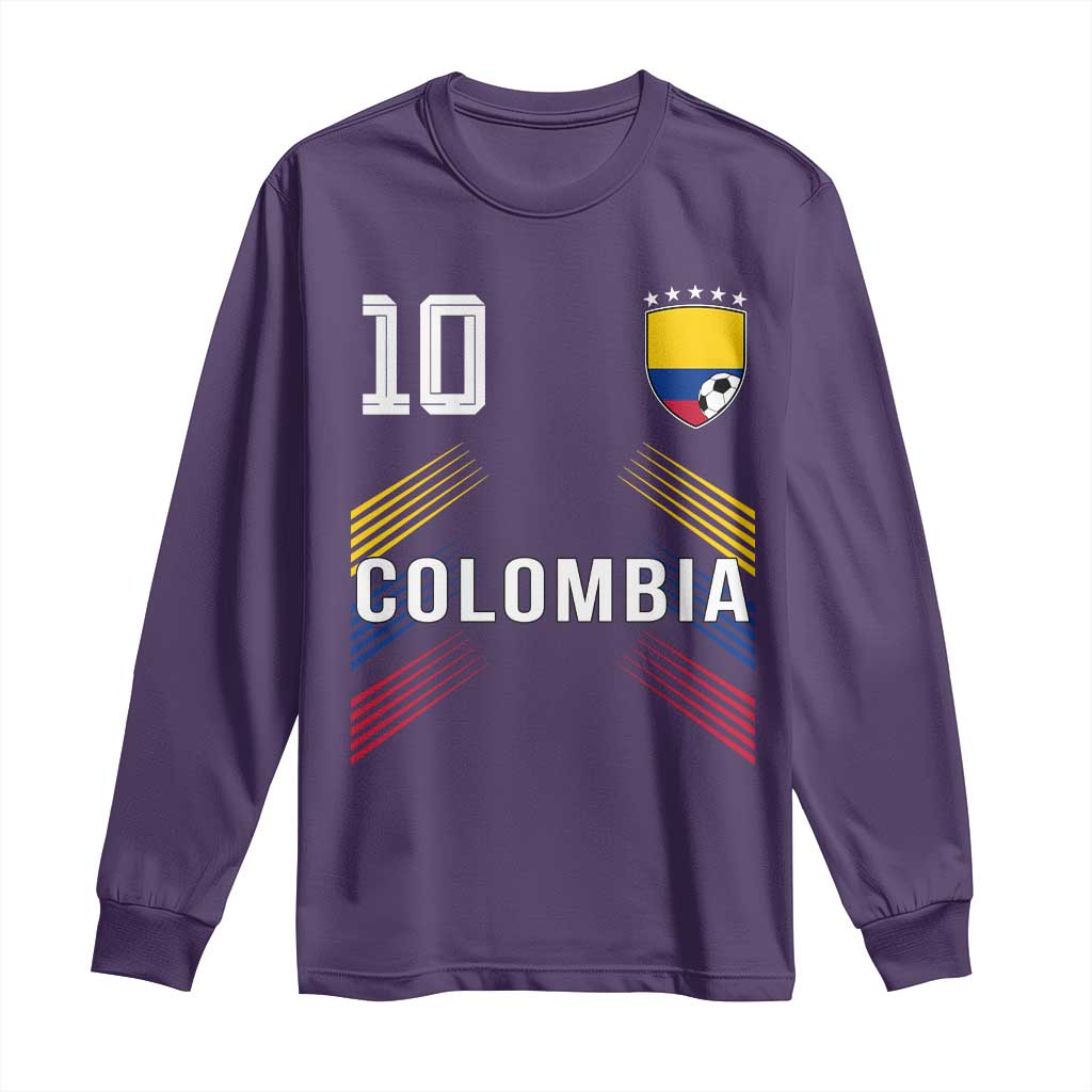 Colombia Soccer Sports Graphic Number 10 Jersey Style Long Sleeve Shirt Proud Colombian Football Fans Game Day Pride