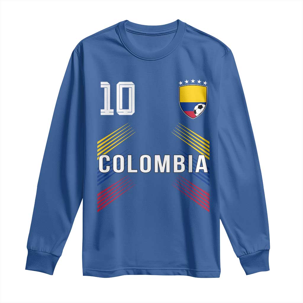 Colombia Soccer Sports Graphic Number 10 Jersey Style Long Sleeve Shirt Proud Colombian Football Fans Game Day Pride