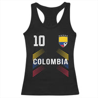 Colombia Soccer Sports Graphic Number 10 Jersey Style Racerback Tank Top Proud Colombian Football Fans Game Day Pride