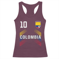Colombia Soccer Sports Graphic Number 10 Jersey Style Racerback Tank Top Proud Colombian Football Fans Game Day Pride