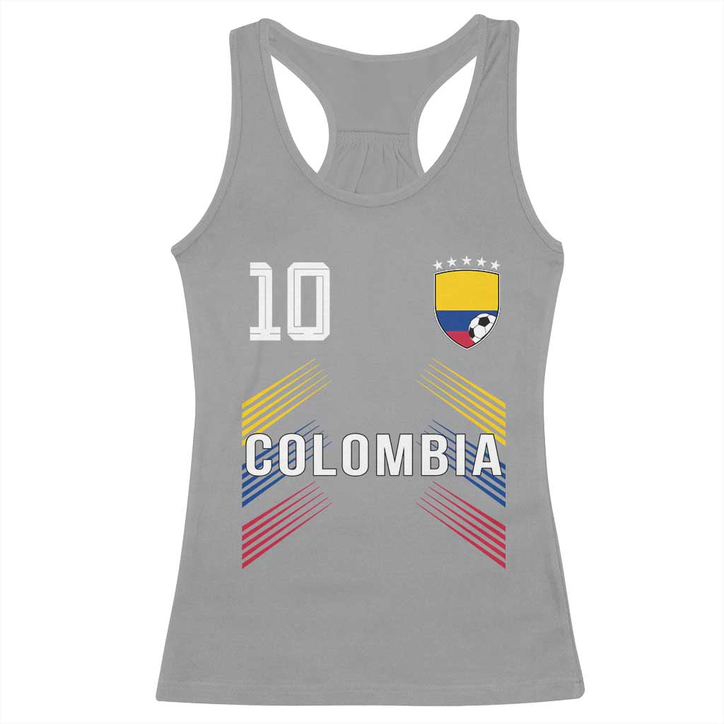 Colombia Soccer Sports Graphic Number 10 Jersey Style Racerback Tank Top Proud Colombian Football Fans Game Day Pride